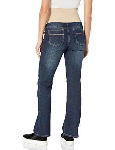 Three Seasons Maternity Women's Maternity Bootcut Denim Dark Wash Large | Soft Belly Band for Comfort thumbnail 2