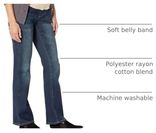 Three Seasons Maternity Women's Bootcut Denim with Neutral Belly Band | Dark Wash, Medium (70-120c) thumbnail 3