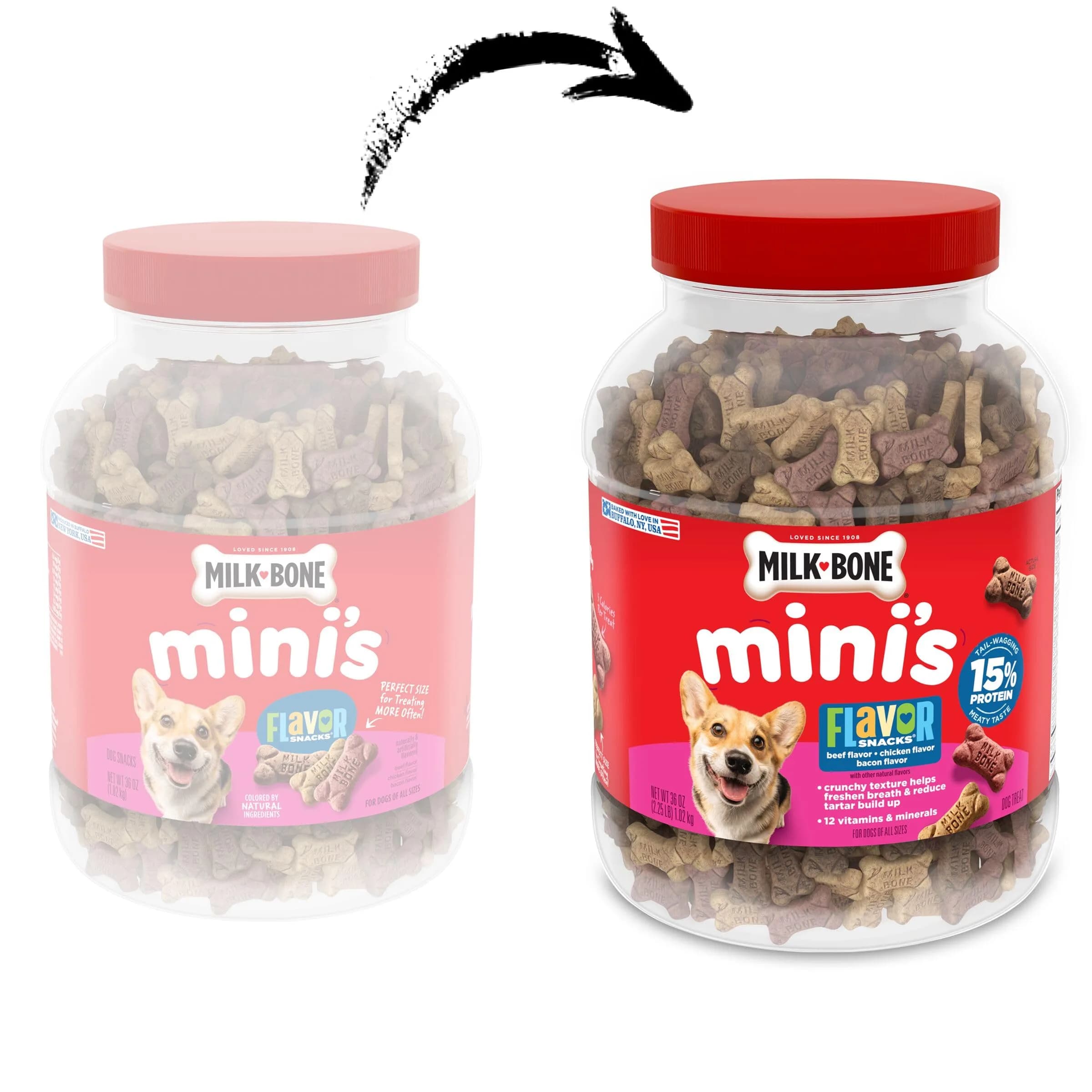 Milk-Bone Flavor Snacks Mini’s Dog Treats 36 Oz. | Wholesome, 3 Flavors, 15% Protein, Baked in USA thumbnail 2