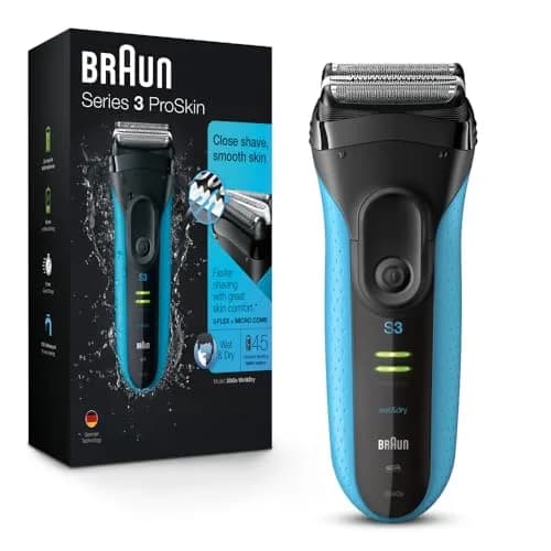 Braun Series 3 Electric Shaver 3040s Blue/Black 4 Piece Set | Precision Trimmer for a Close Shave — Series 3 Shaver