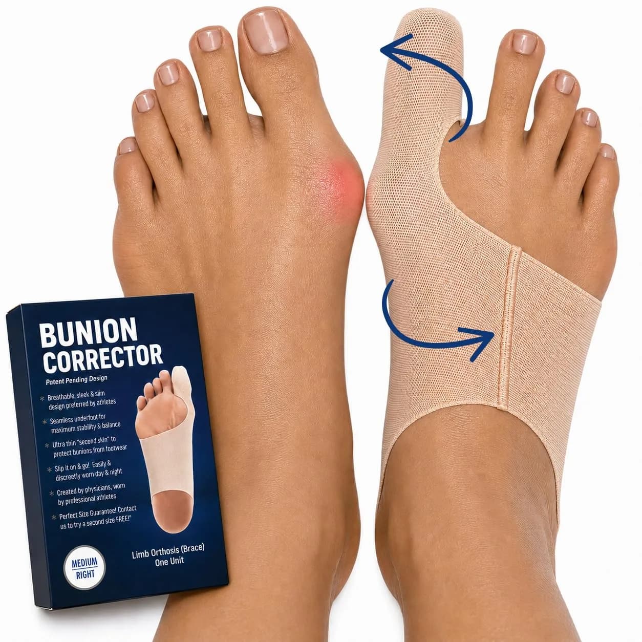 Bunion Bootie Big Toe Corrector Sleeve for Women & Men | Ultra-Thin, Breathable, Non-Surgical Support