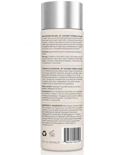 JO Silicone Free Hybrid Lubricant 120 mL | Cooling & Coconut Aroma, Not Latex Compatible thumbnail 2