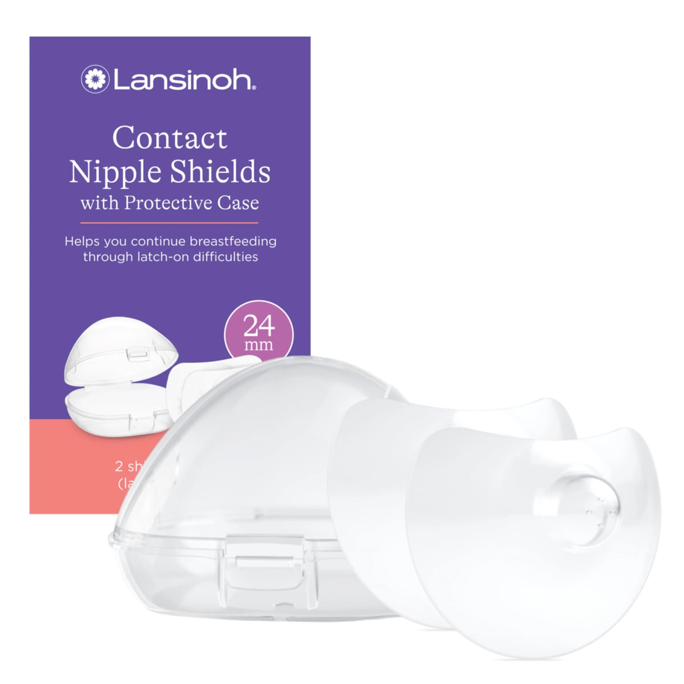 Lansinoh Contact Nipple Shields for Nursing Mothers, 24mm | Helps with Latch-On Challenges - main product image
