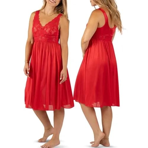 Shadowline Women’s Short Lace Bodice Nightgown 40” | Feminine Vintage Sleepwear thumbnail 1