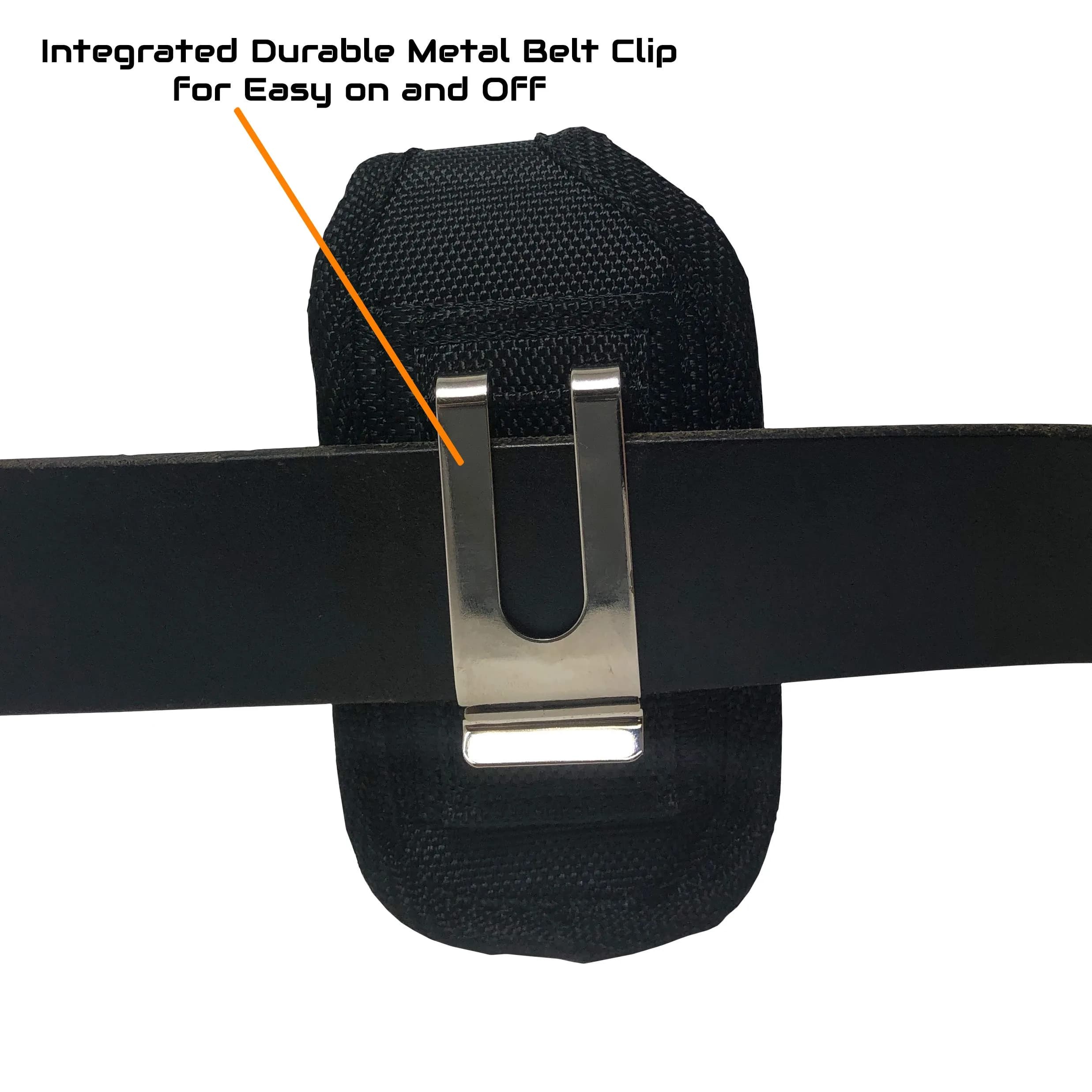 AGOZ Rugged Insulin Pump Belt Case with Metal Clip & Loops | Fits Devices up to 4" x 2.2" x 1" (Black) - view 3