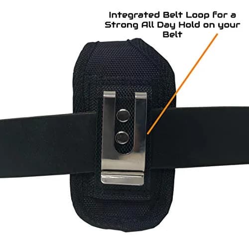 AGOZ Rugged Insulin Pump Belt Case with Metal Clip & Loops | Fits Devices up to 4" x 2.2" x 1" (Black) thumbnail 4