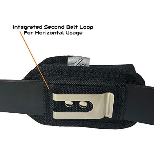 AGOZ Rugged Insulin Pump Belt Case with Metal Clip & Loops | Fits Devices up to 4" x 2.2" x 1" (Black) thumbnail 5