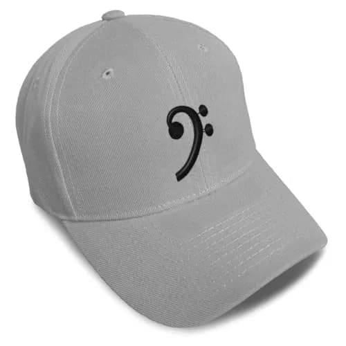 Speedy Pros Black Bass Clef Embroidery Adjustable Baseball Hat Gray | Unisex Music-Inspired Cap thumbnail 1