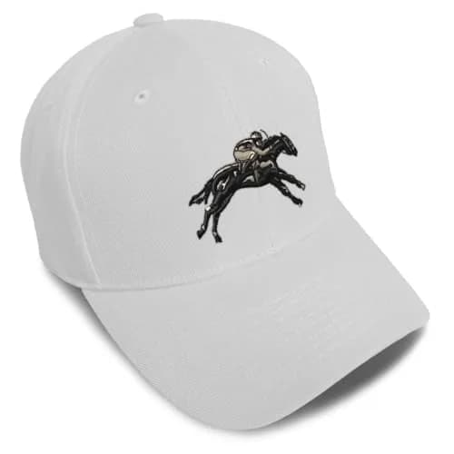 Speedy Pros Baseball Cap Jokey Horse Race White Design Only Derby Baseball Hat | Adjustable, Embroidered, Summer thumbnail 1