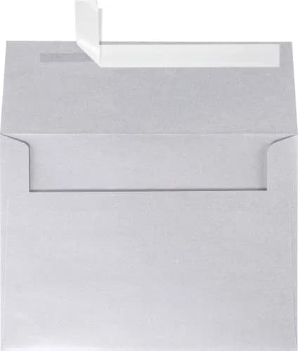 LUXPaper Silver Metallic Invitation Envelopes | Peel & Press | 4 1/4" x 6 1/4" | 80lb Text | 50 Qty thumbnail 1