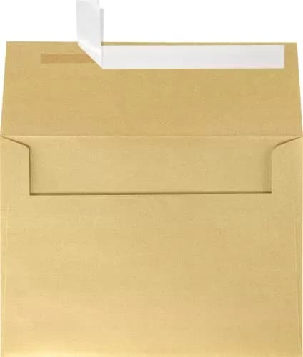 LUXPaper A4 Invitation Envelopes Blonde Metallic Peel & Press 4 1/4" x 6 1/4" | Durable, High-Quality for Invitations & Greetings thumbnail 1