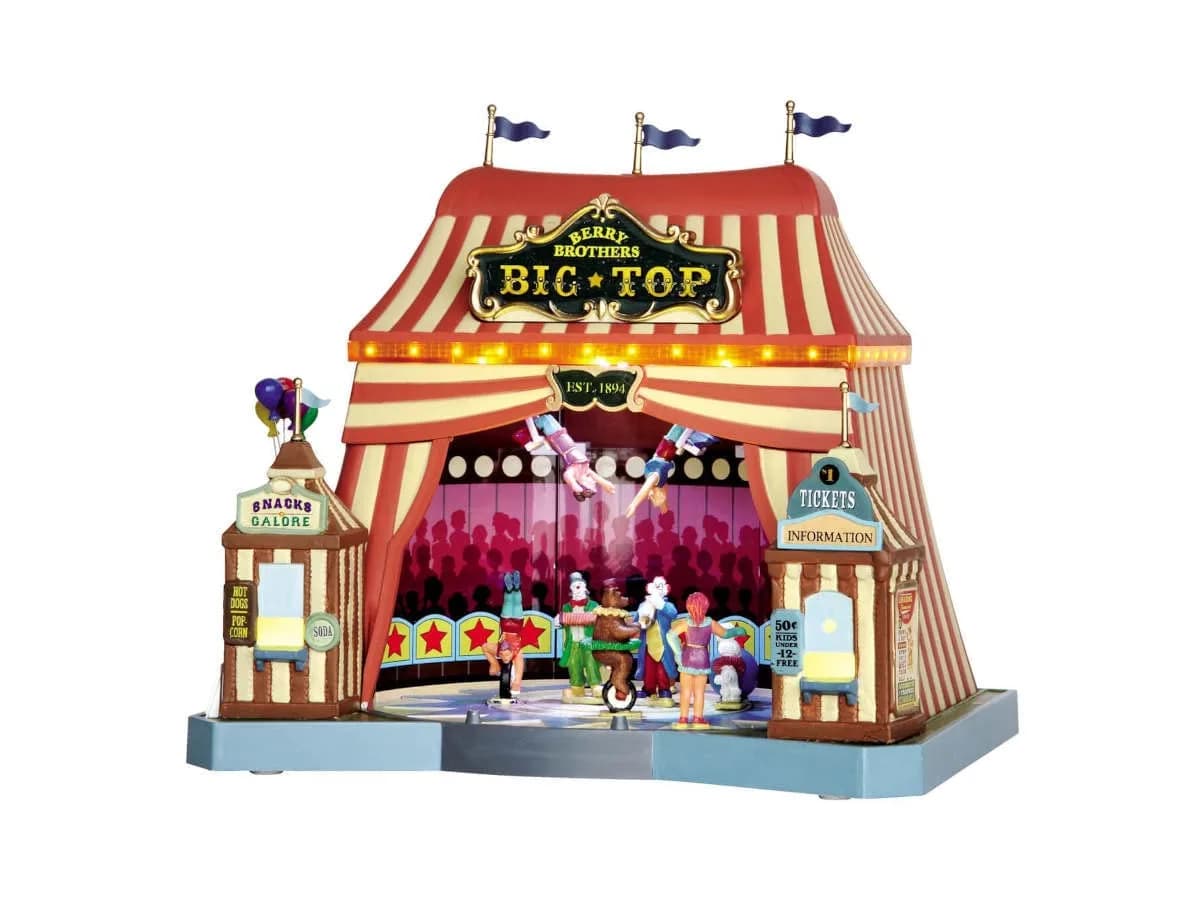 Lemax Berry Brothers Big Top Animated Carnival Building 25cm (9.84in) | Sights, Sound & Motion — Multicolor