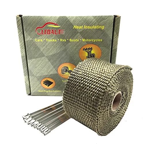 LEDAUT Titanium Exhaust Heat Wrap 2" x 16' Roll with 4 Stainless Steel Ties | Withstands 1800F Direct Heat thumbnail 1