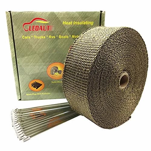 LEDAUT Titanium Exhaust Heat Wrap Roll 50 ft (15.24 m) with 16 Stainless Steel Ties | Reduces Under-Hood Temps by 50% thumbnail 1