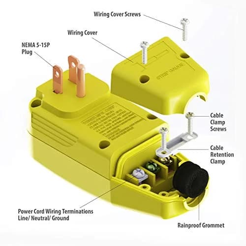 Tower Auto-Reset 15 AMP Right Angle GFCI Plug, Black | UL-Listed Safety thumbnail 3