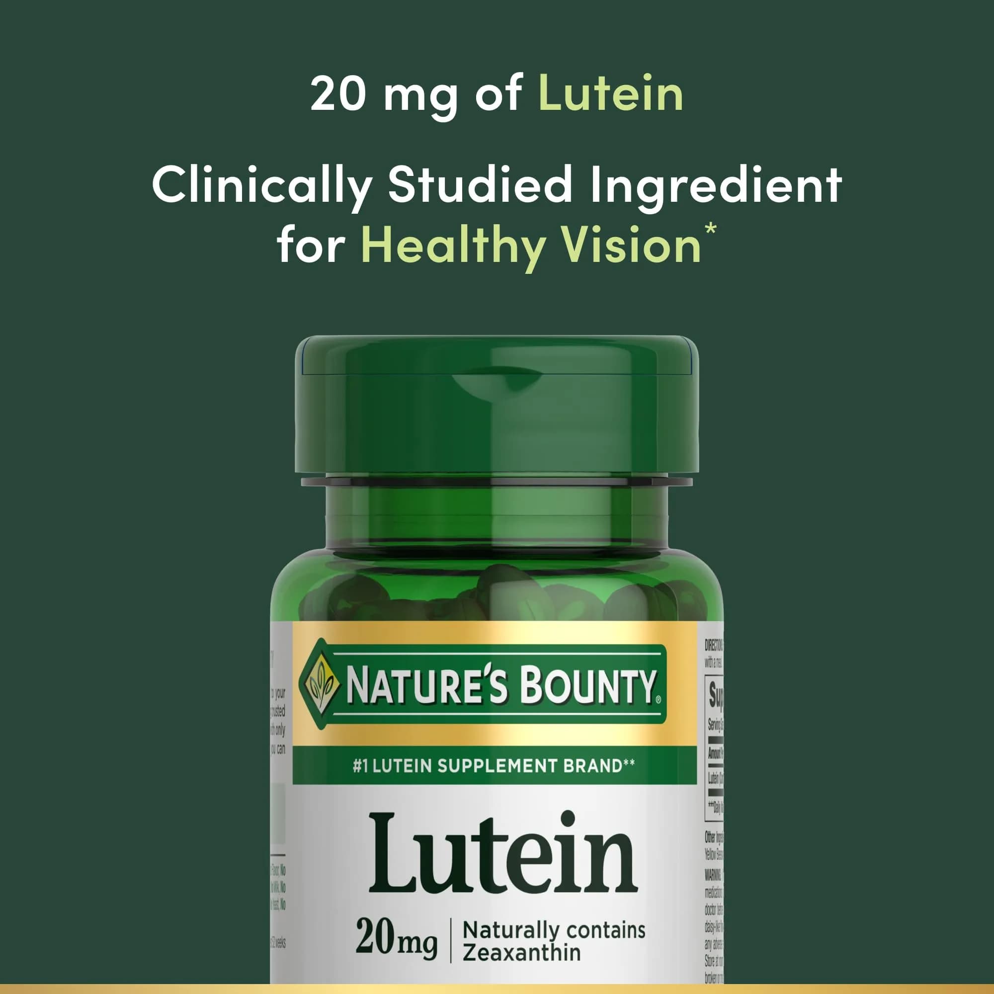Nature's Bounty Lutein 20 mg Softgels 40 Count (40 Count) | Supports Eye Health with Clinically Studied Ingredient - view 3