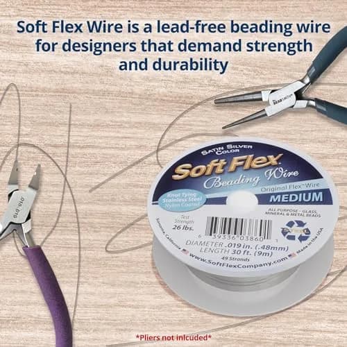 Soft Flex 49 Strand Beading Wire - 0.19mm (0.005 inch) Diameter, 9.14m (30 Feet) Nylon Design Wire | Easy to Knot, Anti-Kink thumbnail 5
