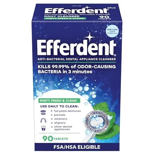 Efferdent Minty Fresh & Clean Denture Cleaner Tablets 90 Count | Kills 99.99% Bacteria thumbnail 1