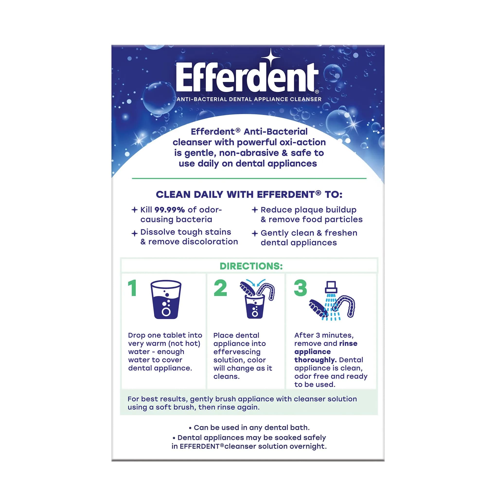 Efferdent Minty Fresh & Clean Denture Cleaner Tablets 90 Count | Kills 99.99% Bacteria - view 6