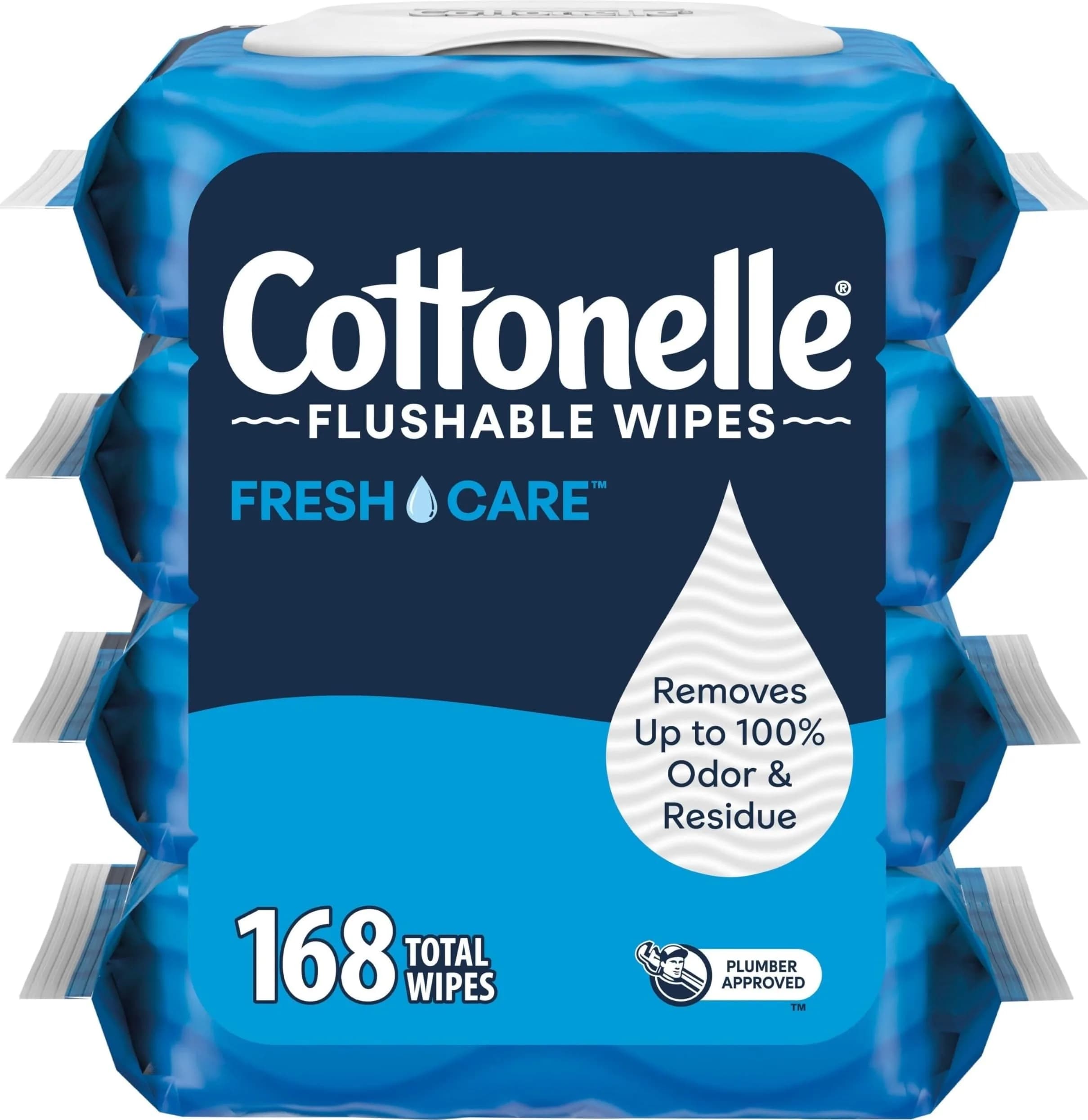 Cottonelle Fresh Care Flushable Wipes, 168 Wipes Total (4 Packs of 42) | Septic-Safe & Gentle for Sensitive Skin - main product image