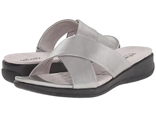 SoftWalk Flat Sandals Pewter Soft Nappa Leather 10.5 N | Classic Comfort for Women thumbnail 1