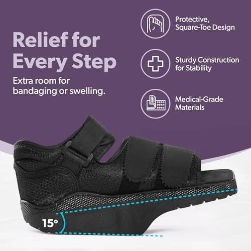 BraceAbility Forefoot Offloading Post-Op Shoe XL | 15-Degree Wedge for Diabetic Foot Ulcer, Metatarsal Fracture, Broken Toe thumbnail 5