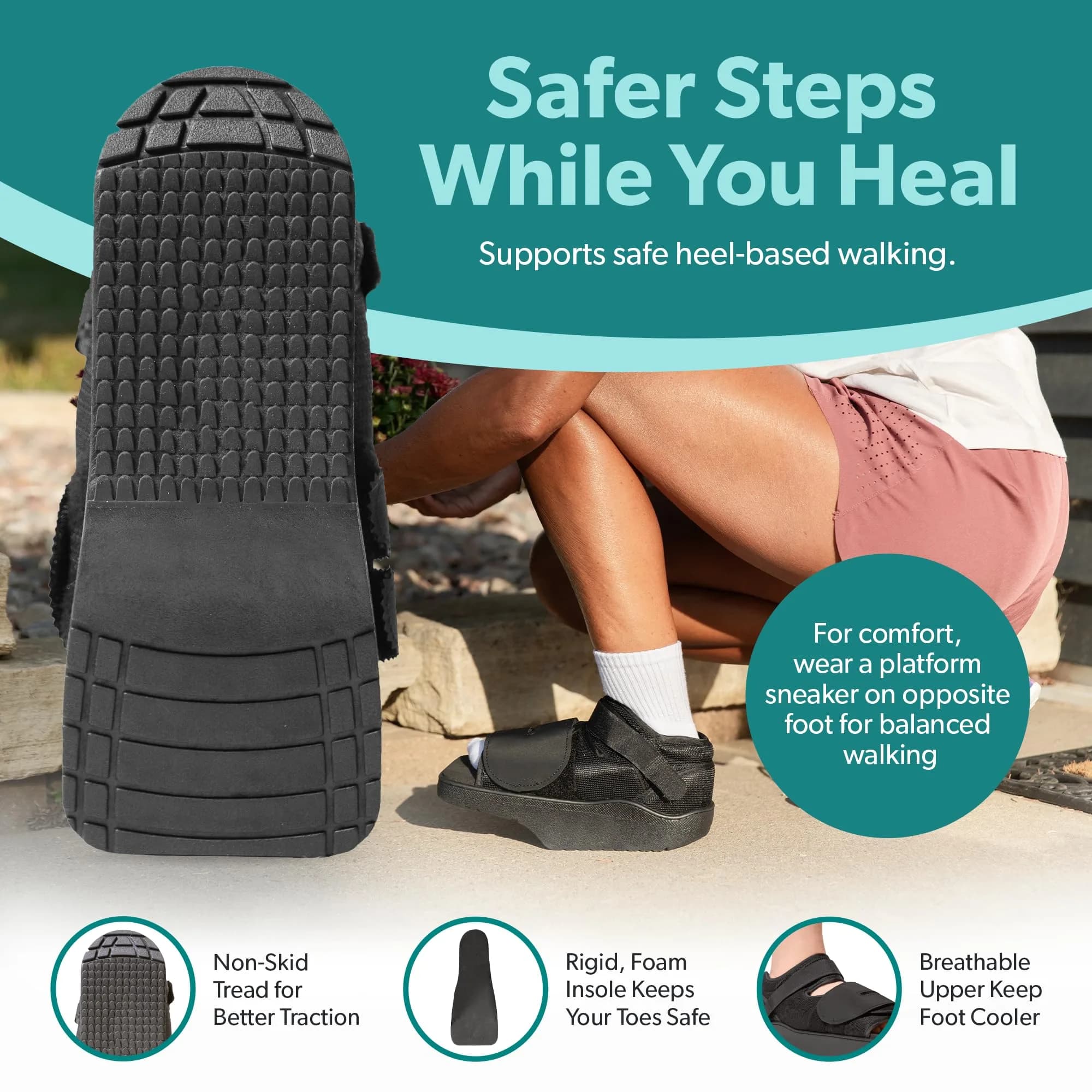 BraceAbility Forefoot Offloading Post-Op Shoe XL | 15-Degree Wedge for Diabetic Foot Ulcer, Metatarsal Fracture, Broken Toe - view 6