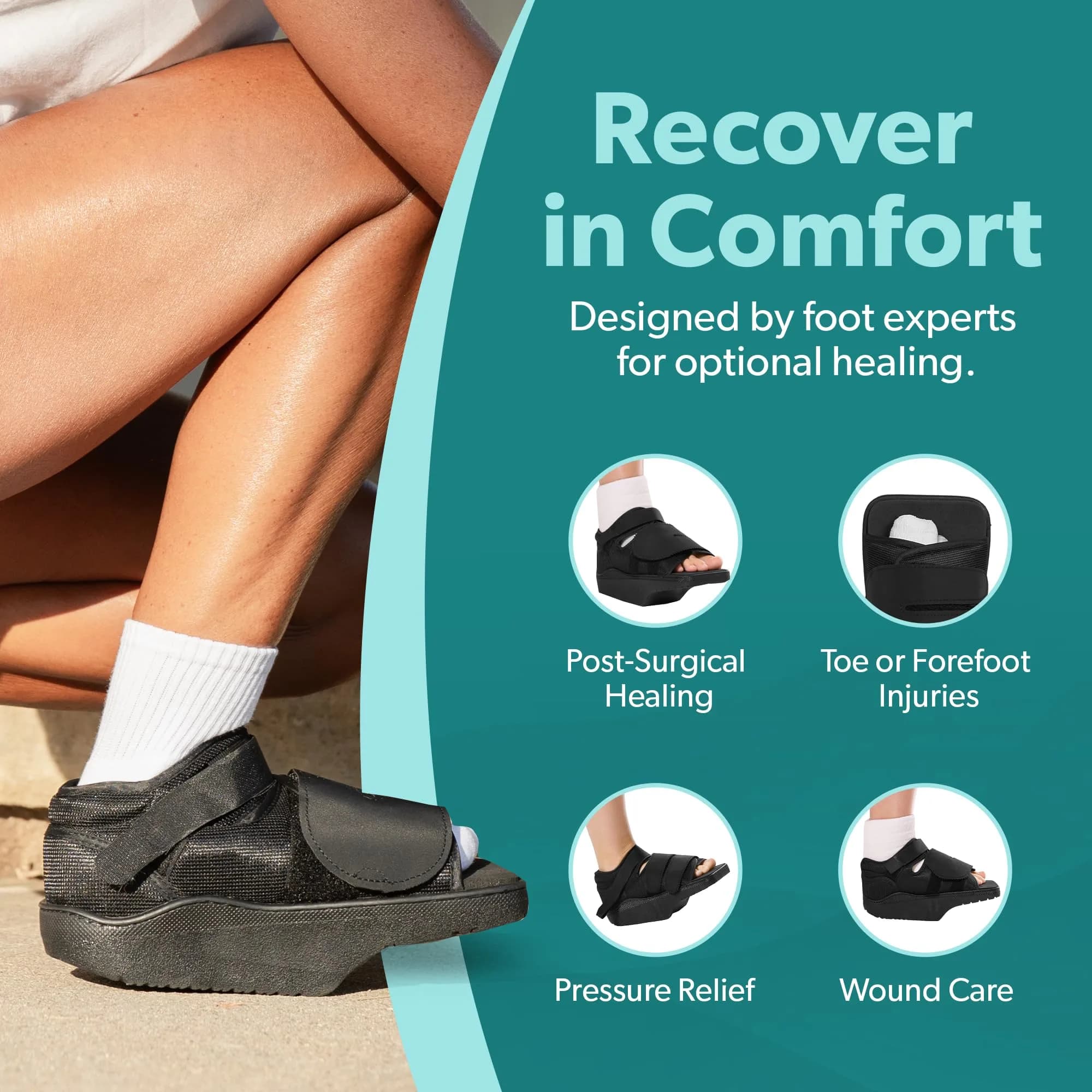 BraceAbility Forefoot Offloading Post-Op Shoe XL | 15-Degree Wedge for Diabetic Foot Ulcer, Metatarsal Fracture, Broken Toe - view 2