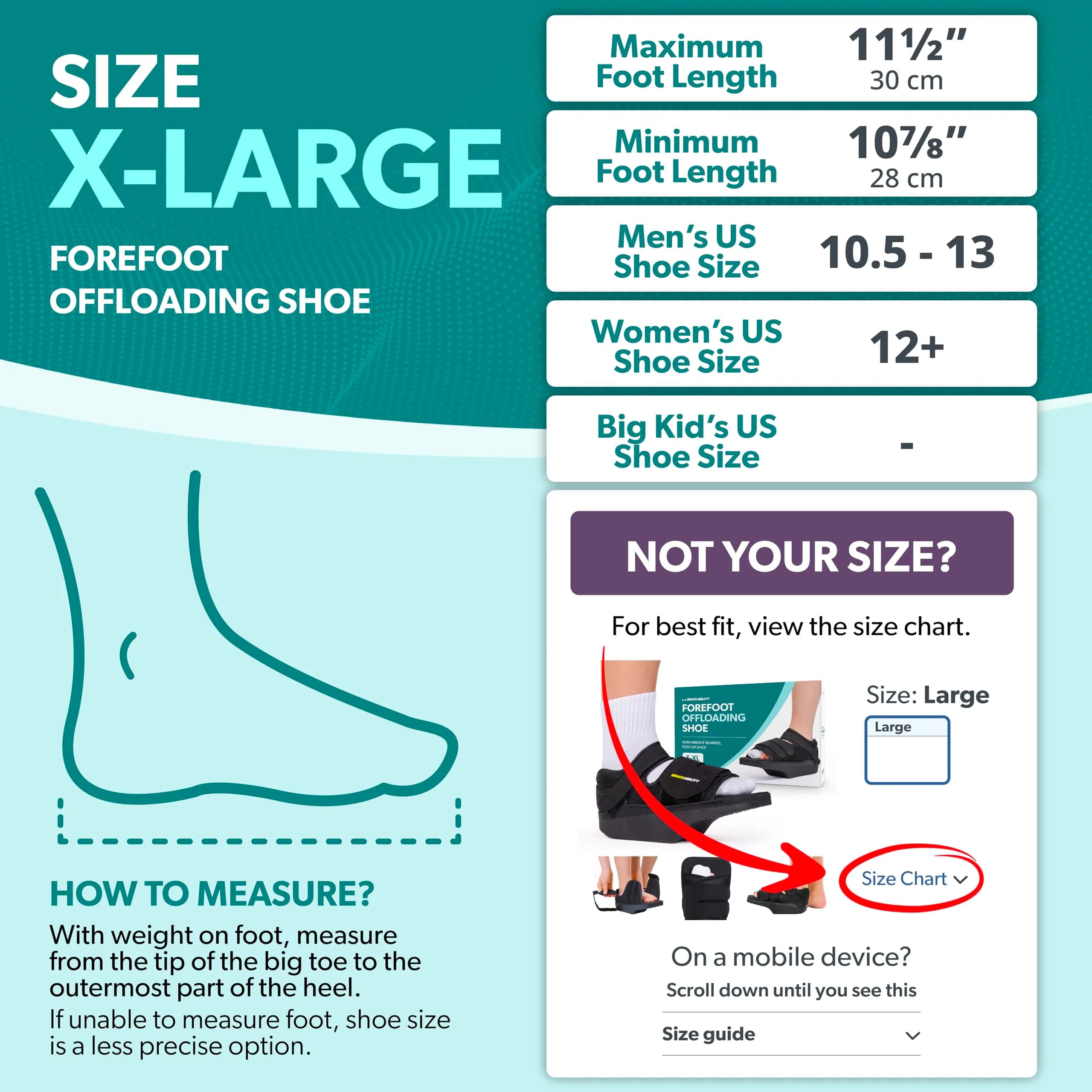 BraceAbility Forefoot Offloading Post-Op Shoe XL | 15-Degree Wedge for Diabetic Foot Ulcer, Metatarsal Fracture, Broken Toe - view 3