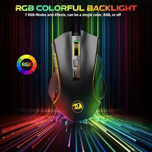Redragon M602 Gaming Mouse Ergonomic RGB Wired 7200 DPI | Professional Gaming & Office Mouse thumbnail 6