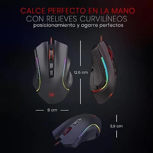 Redragon M602 Gaming Mouse Ergonomic RGB Wired 7200 DPI | Professional Gaming & Office Mouse thumbnail 2
