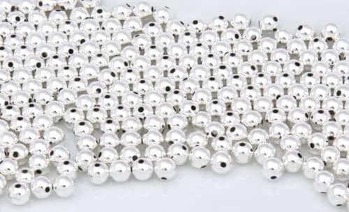 Adabele 50pcs Sterling Silver 3mm Round Bead | Hypoallergenic Jewelry Findings thumbnail 4