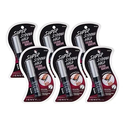 iENVY Super Strong Hold Eyelash Adhesive Black 6 Pack | Waterproof, Hypoallergenic, Brush-On Applicator thumbnail 1