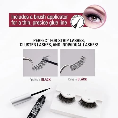 iENVY Super Strong Hold Eyelash Adhesive Black 6 Pack | Waterproof, Hypoallergenic, Brush-On Applicator thumbnail 3
