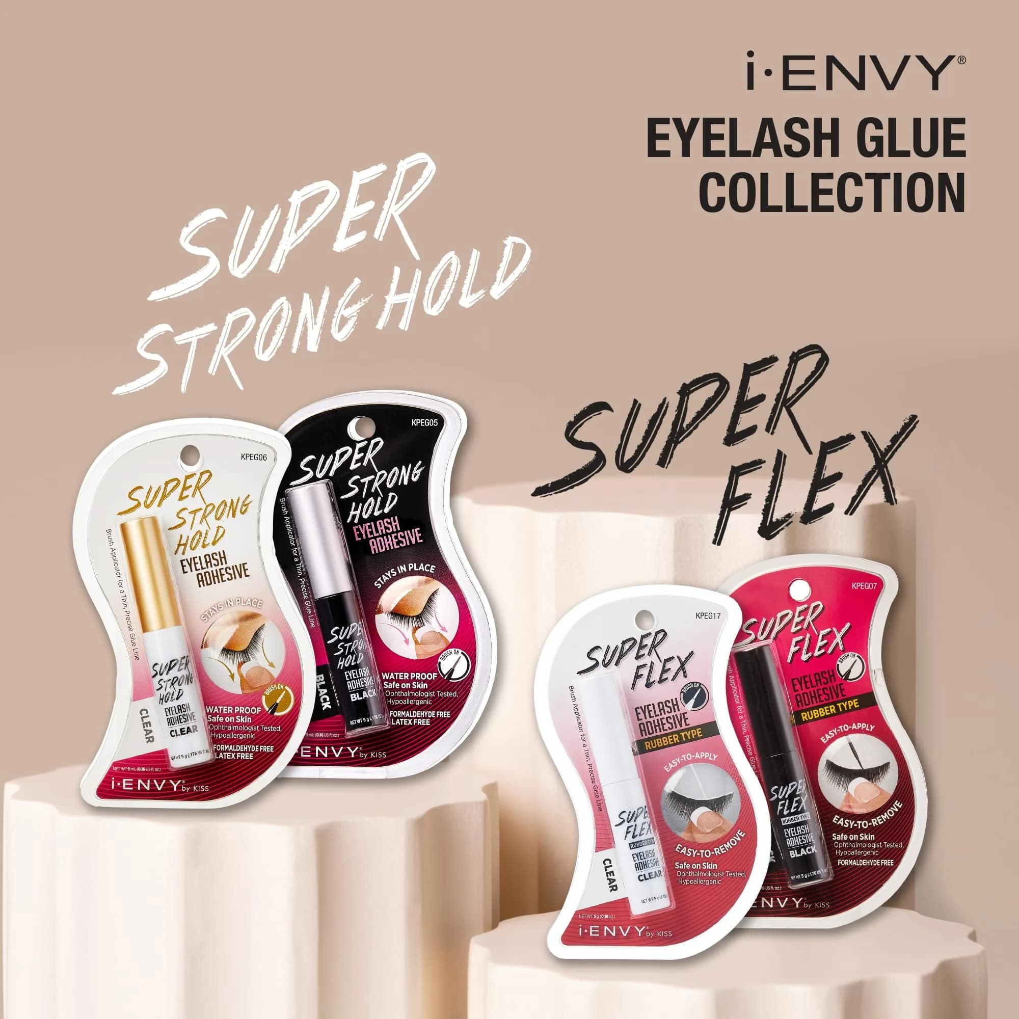 iENVY Super Strong Hold Eyelash Adhesive Black 6 Pack | Waterproof, Hypoallergenic, Brush-On Applicator - view 4