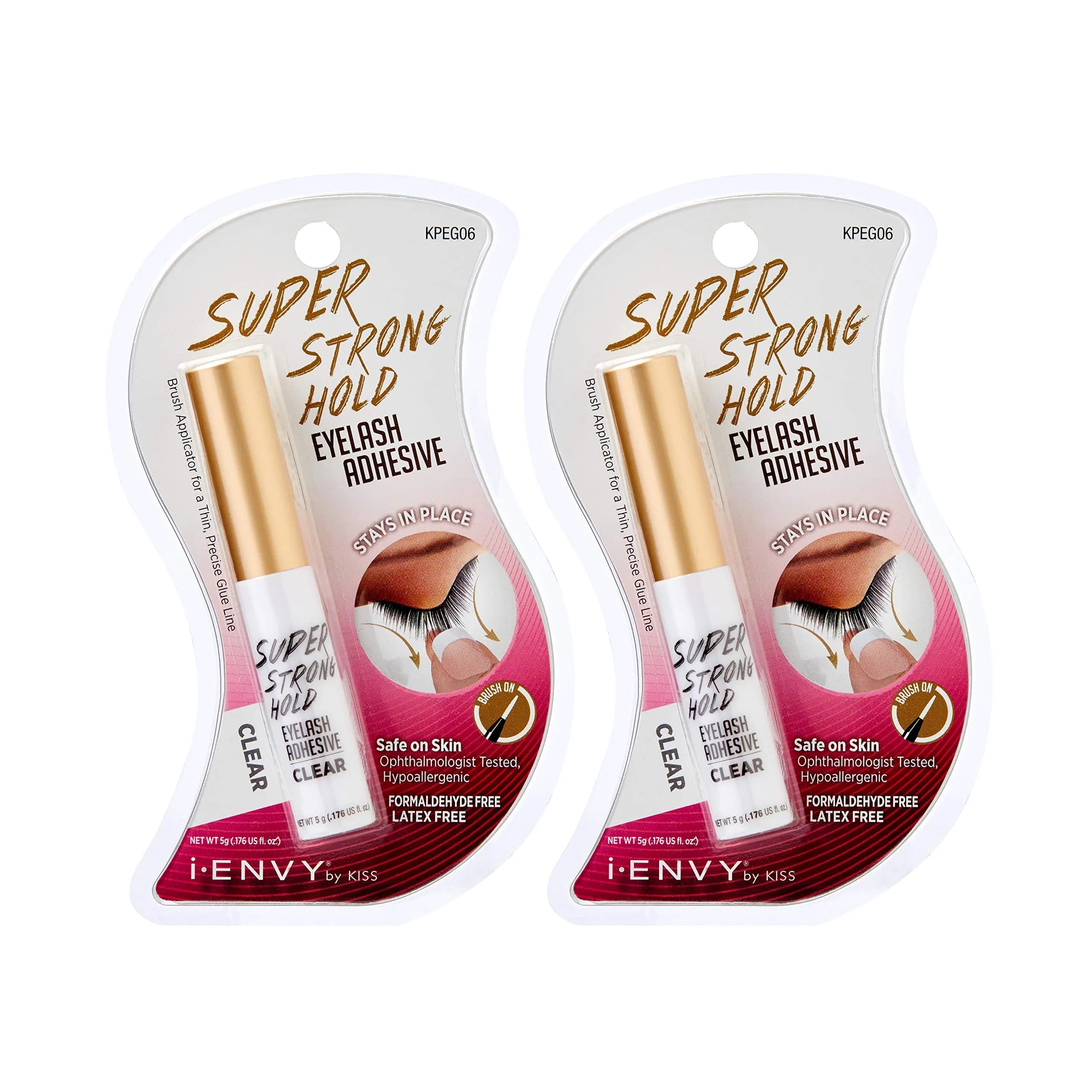iENVY Super Strong Hold Eyelash Adhesive Clear 2 Pack | Waterproof & Hypoallergenic