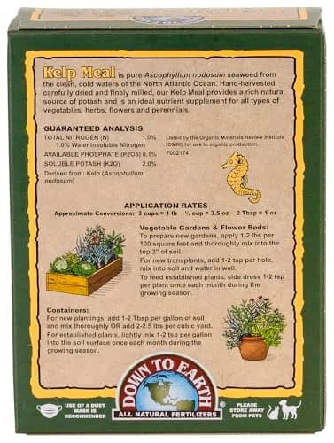 Down To Earth All Natural Fertilizers Organic Kelp Meal 0.5 lb | Supports Organic Gardens & Soil Health thumbnail 2
