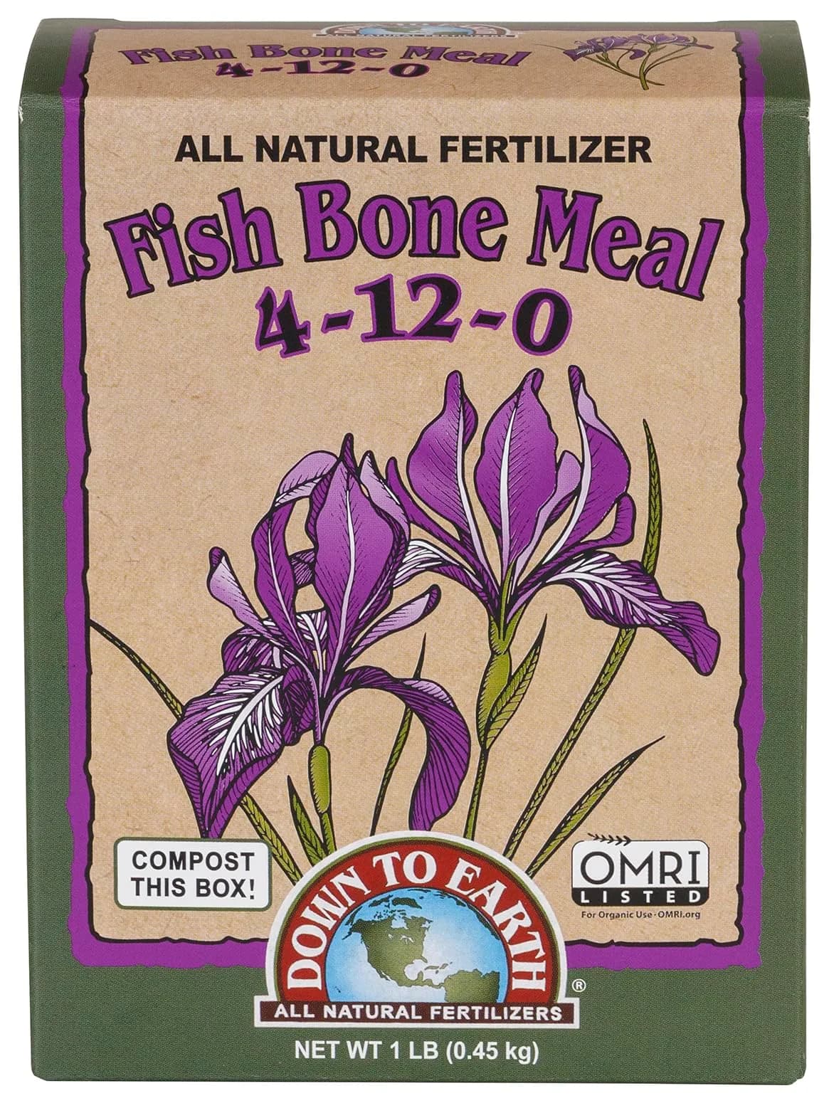 Down To Earth All Natural Fertilizers Organic Fish Bone Meal 1 lb | Organic & OMRI Listed, Slow-Release, Boosts Root & Flower Growth — 1 lb