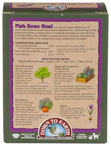 Down To Earth All Natural Fertilizers Organic Fish Bone Meal 1 lb | Organic & OMRI Listed, Slow-Release, Boosts Root & Flower Growth thumbnail 2
