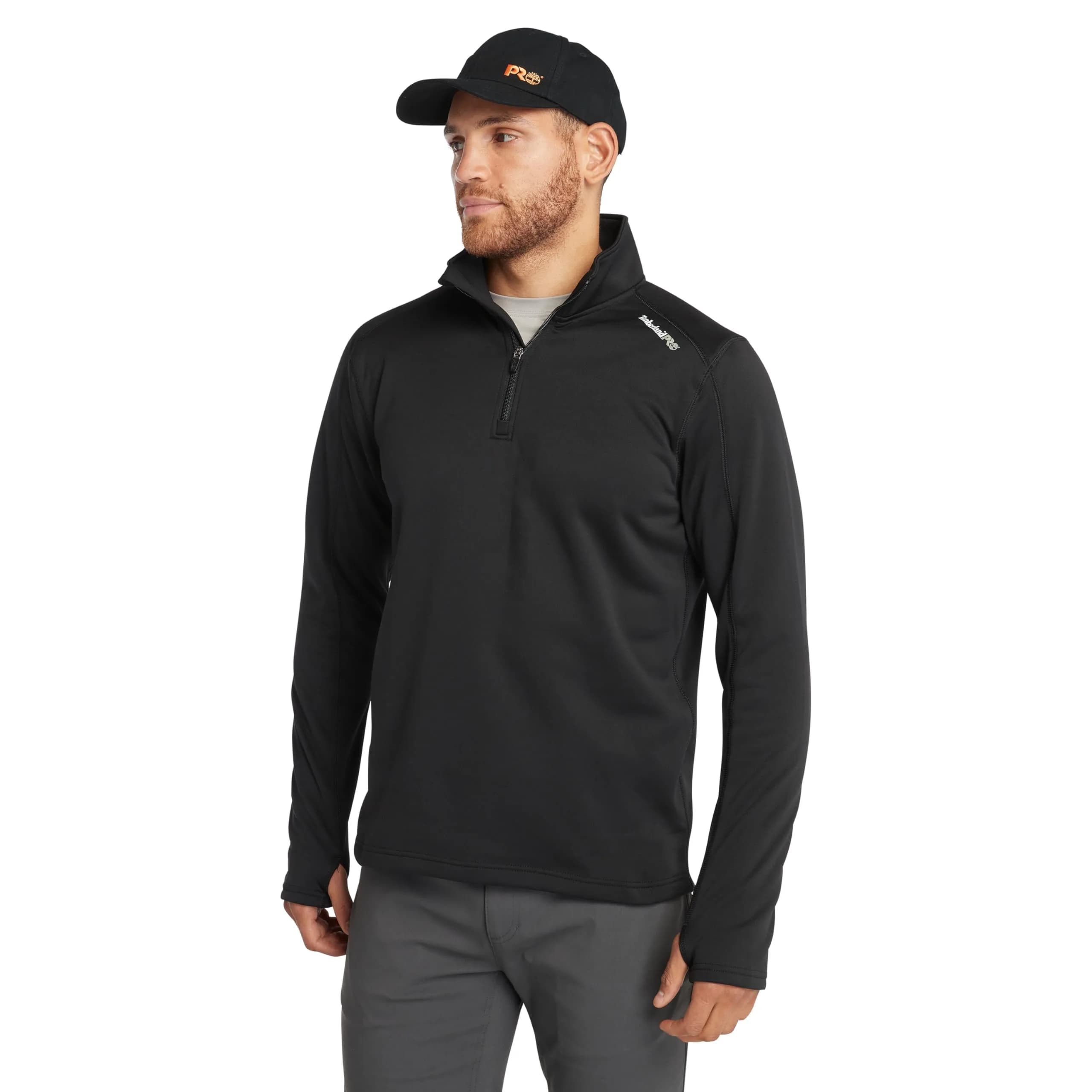 Timberland PRO Men's 1/4 Zip Understory Fleece Top, Jet Black, Small | Insulated Work Layer with Breathability
