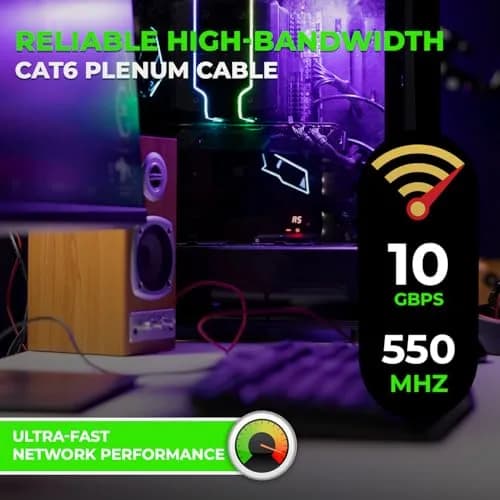 BNCables 550MHZ CAT6 Plenum Cable 1000ft | 23AWG, Pure Copper, PoE++, Certified thumbnail 5
