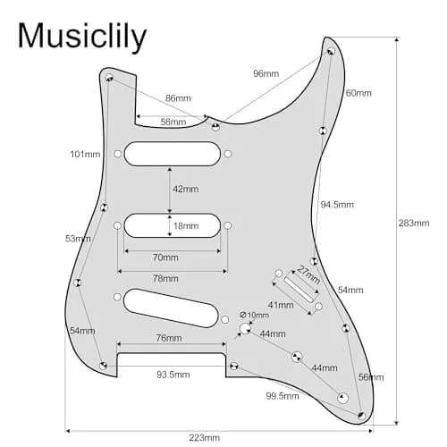 Musiclily Pro SSS 11-Hole ST Guitar Pickguard 1Ply Matte Black | Fits Fender Stratocaster thumbnail 2