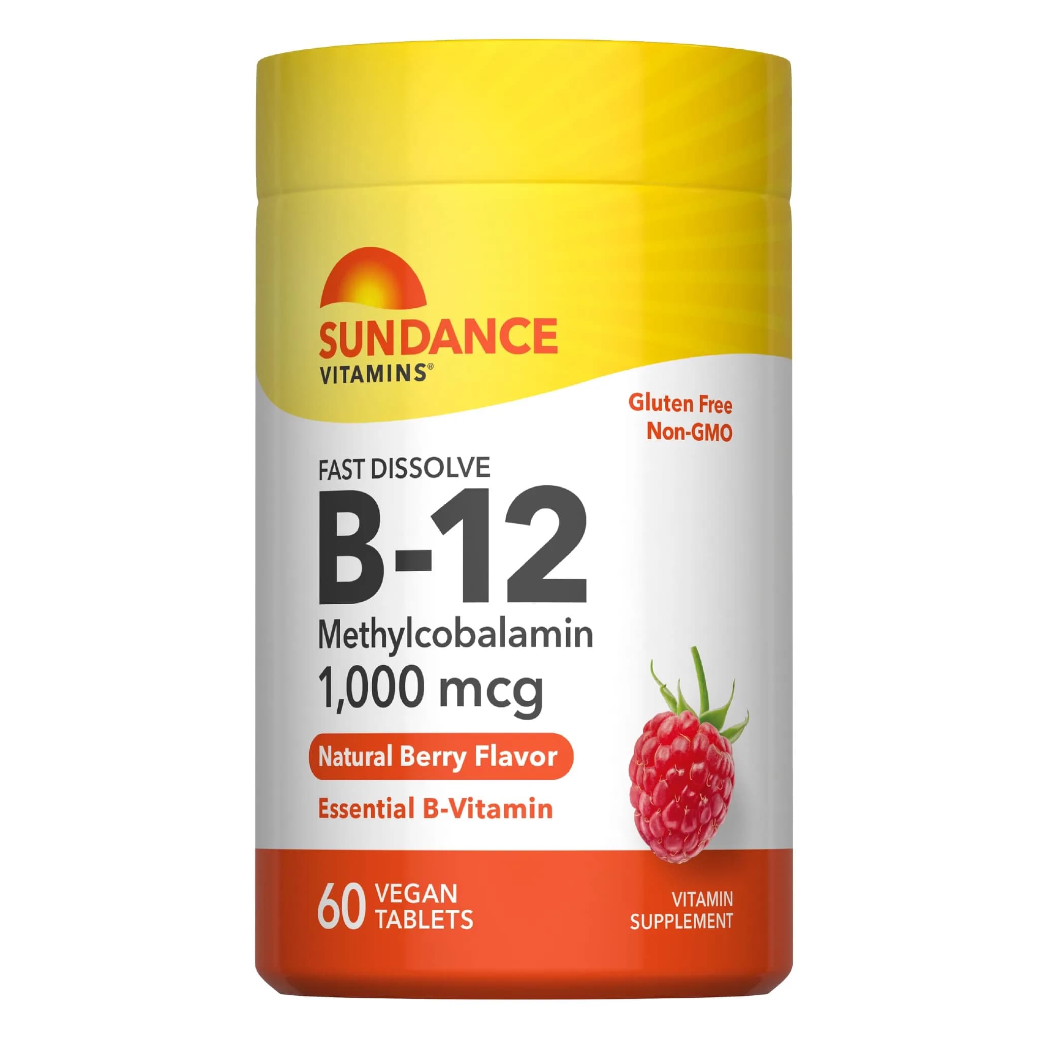 Sundance Vitamin B12 1000 mcg | Methylcobalamin | Fast Dissolve Berry Tablets (60 Count) - main product image