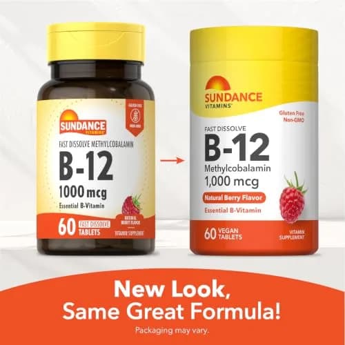 Sundance Vitamin B12 1000 mcg | Methylcobalamin | Fast Dissolve Berry Tablets (60 Count) thumbnail 7