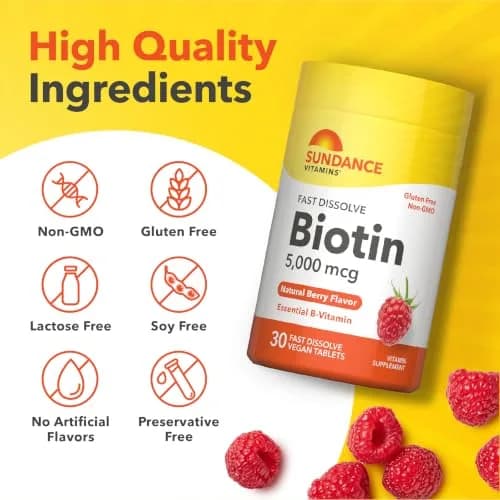 Sundance Biotin 5000mcg | 30 Vegan Tablets | Essential B-Vitamin for Hair & Skin thumbnail 4