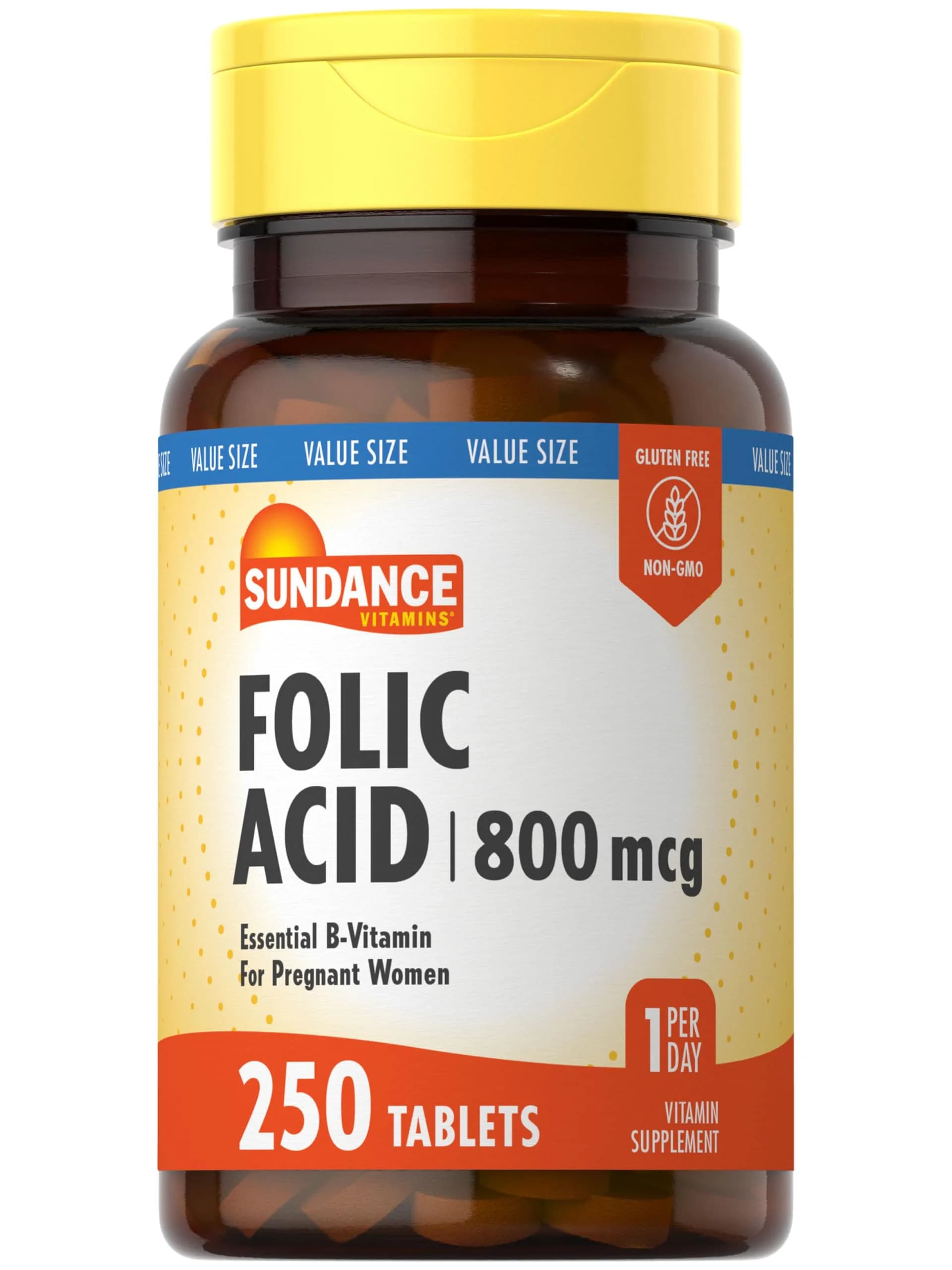 Sundance Folic Acid 800 mcg | 250 Vegetarian Tablets | Essential B-Vitamin for Pregnancy & Wellness — Tablet