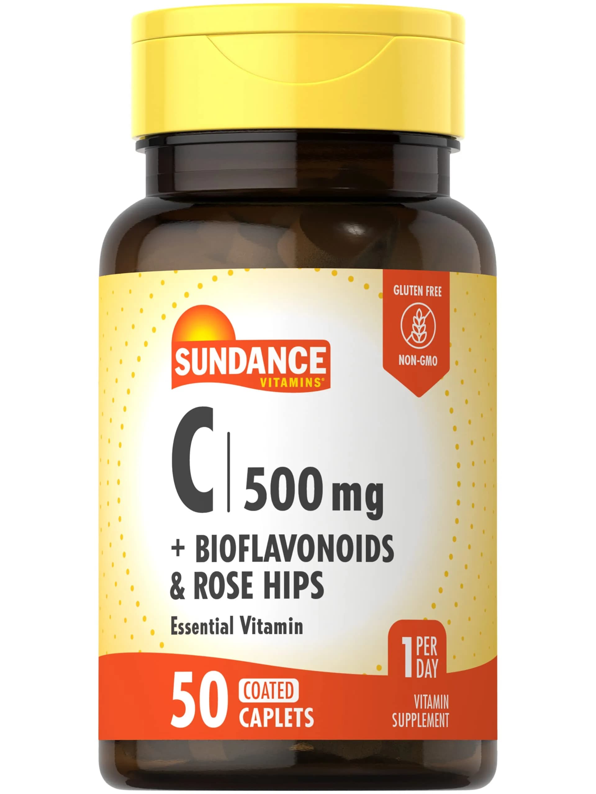 Sundance Vitamin C 500mg with Bioflavonoids & Rose Hips | Vegetarian, Non-GMO, 50 Caplets - main product image
