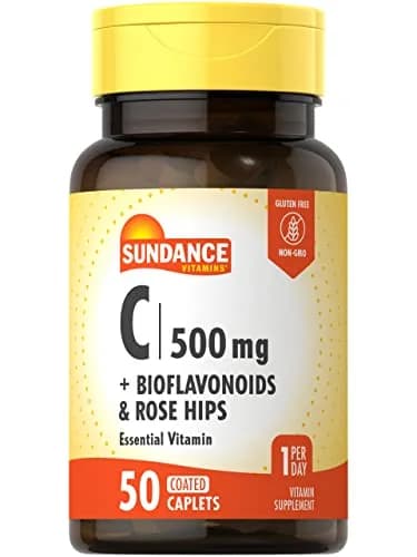 Sundance Vitamin C 500mg with Bioflavonoids & Rose Hips | Vegetarian, Non-GMO, 50 Caplets thumbnail 1