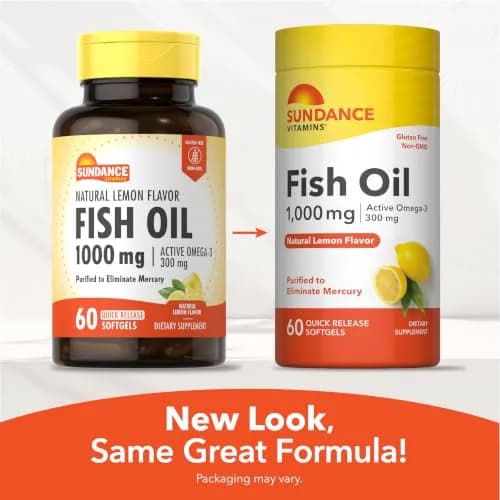 Sundance Fish Oil Omega 3 Supplement 1000mg | Lemon Flavored, 60 Softgels, Purified & Non-GMO thumbnail 7