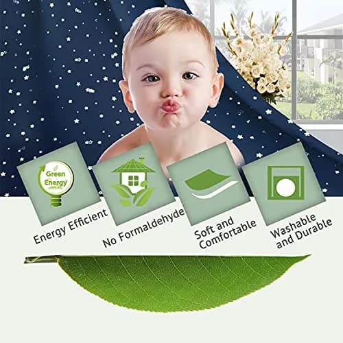 H.VERSAILTEX Blackout Star Curtains for Kids Room 52" W x 96" L Navy | Thermal Insulated, Grommet Top, Thick & Soft thumbnail 7
